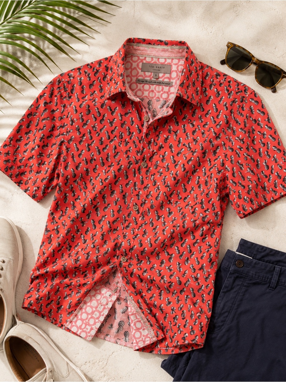 Ted Baker London Pineapple Print Shirt Coral Size 3